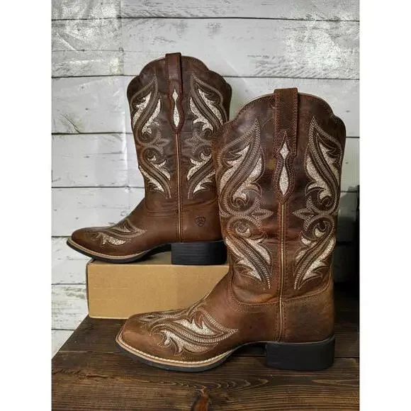 Ariat Women's Round Up Bliss Square Toe Cowgirl Boots Women's 10B - Picture 6 of 6